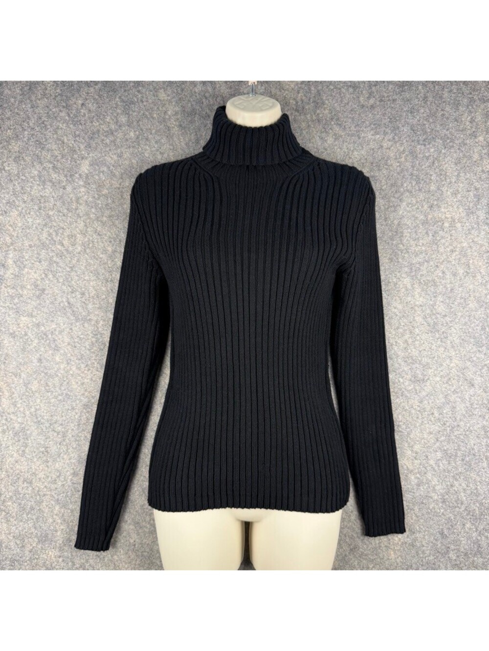 Vintage GAP Ribbed Black Turtleneck Sweater Size M 100% Cotton EUC Y2K 440
